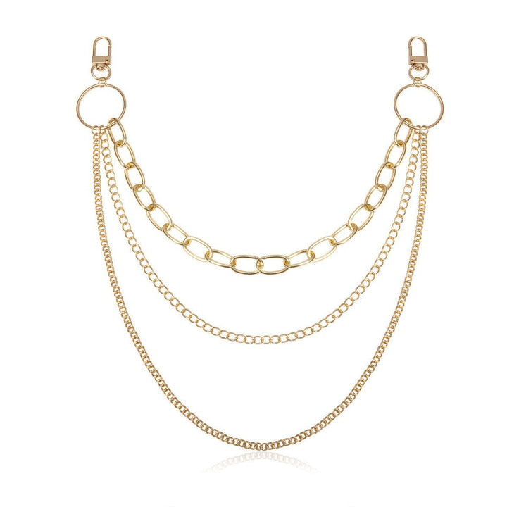 Unisex layered body chain, a stylish fashion accessory. Elegant gold and silver options for a modern, versatile look.