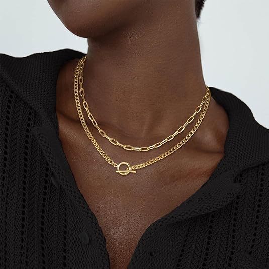 Delicate silver-tone layered chain necklace, versatile women's jewelry for any occasion.