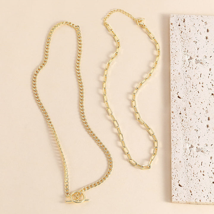 Fashionable silver layered chain necklace, a chic women's jewelry gift for her.