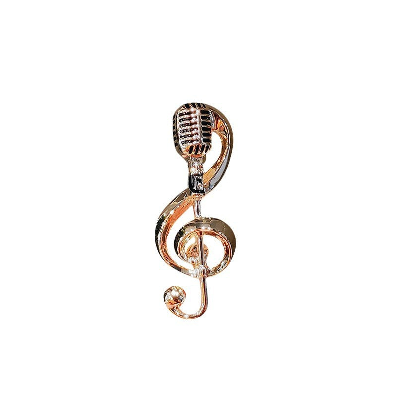 Unique elegant musical note brooch, a sophisticated metal lapel pin for unisex style & music lovers. Fashion statement.