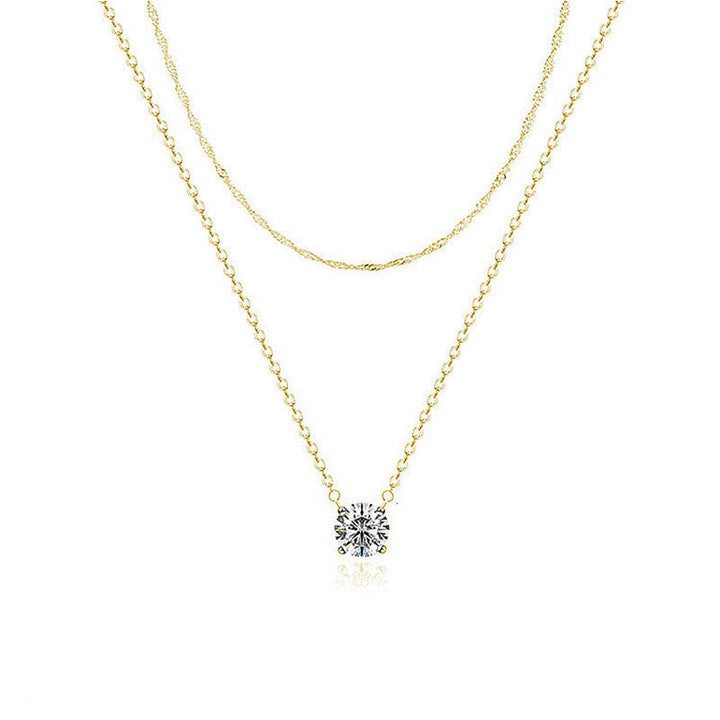 Trendy gold & white layered necklace for women, a versatile and elegant fashion accessory for any outfit.
