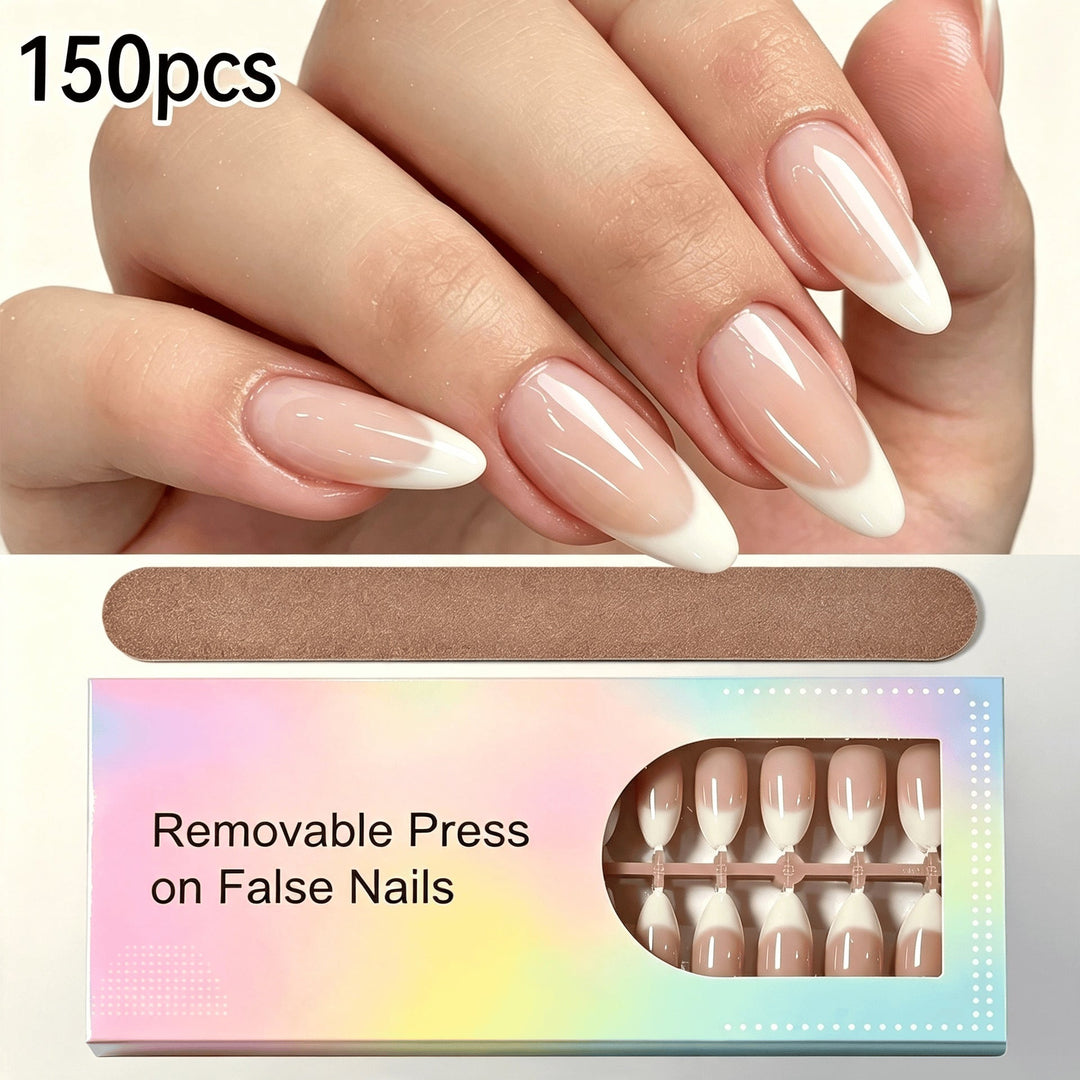 Women's beauty: Elegant false nails with a modern gradient French tip for chic nail art.