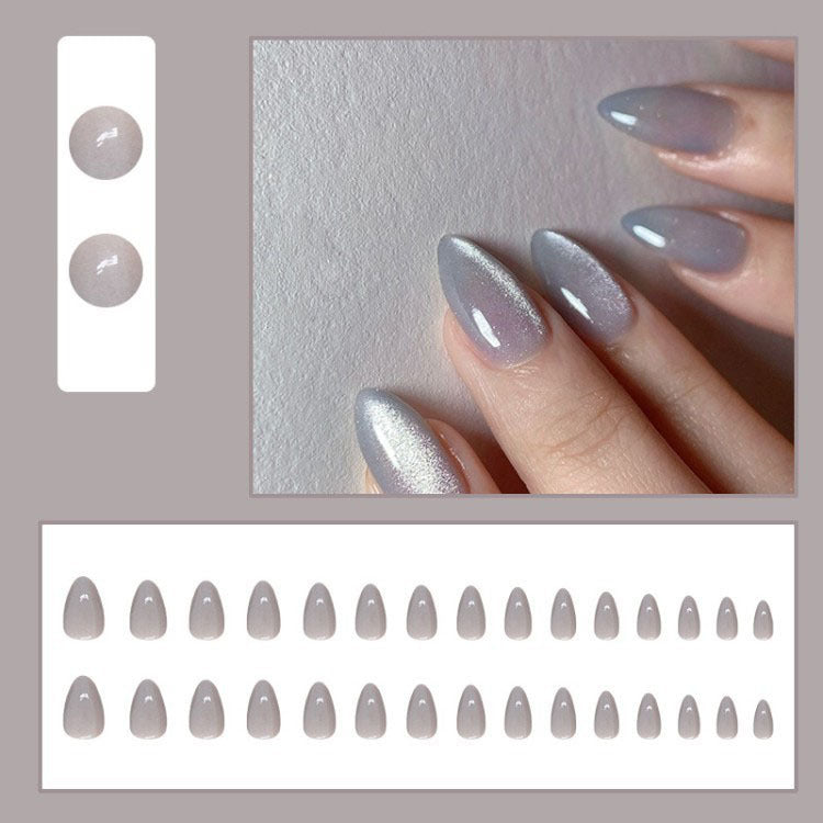 Chic gray stiletto artificial nail tips, offering a sophisticated and elegant look for women's beauty.