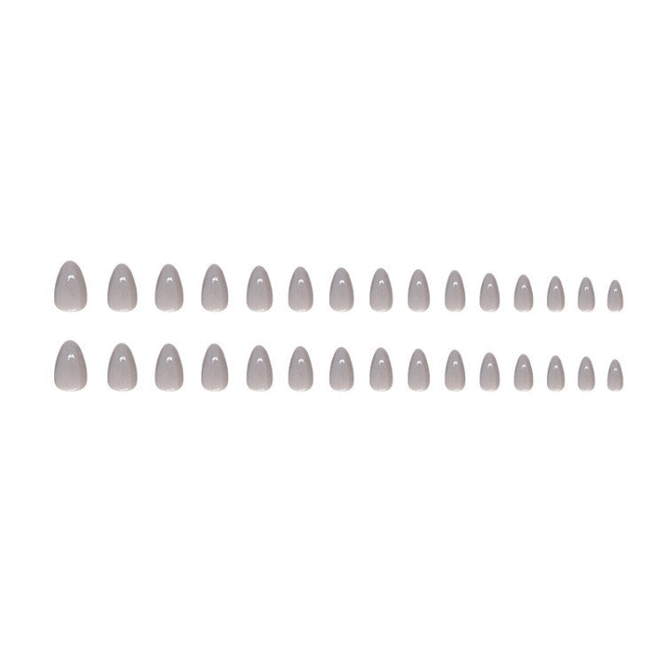 Women's sophisticated gray stiletto press-on nail tips for elegant instant manicures & artificial nail art.