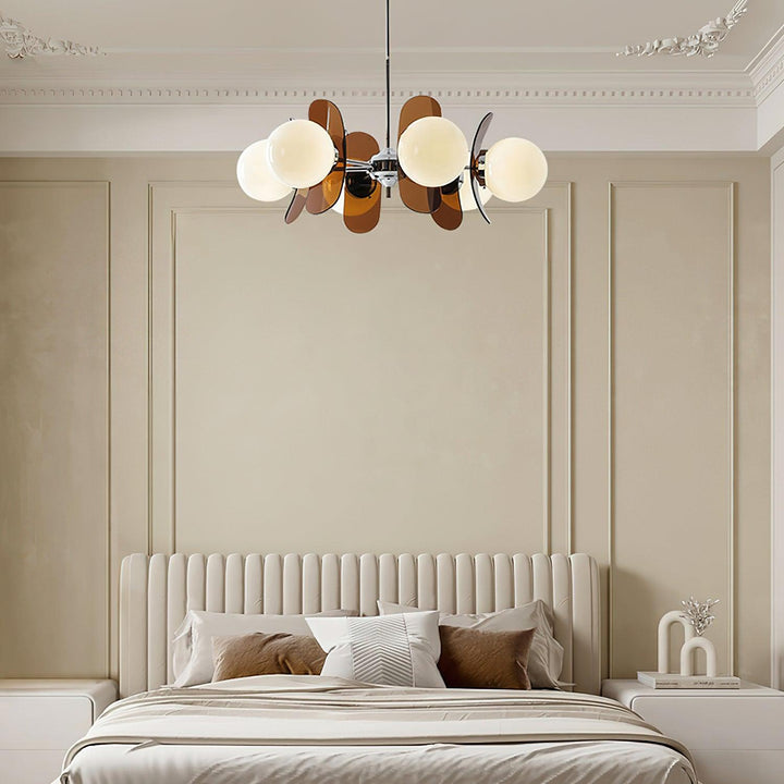 Designer Hawii petal pendant light, a sleek addition to living rooms.