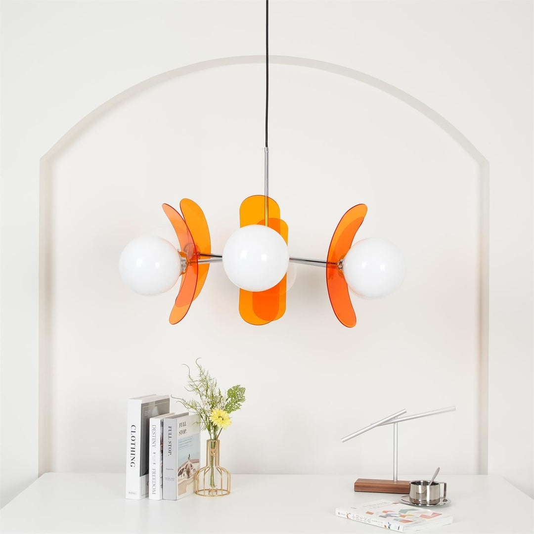 Modern petal design ceiling lamp, adjustable height for bedrooms.
