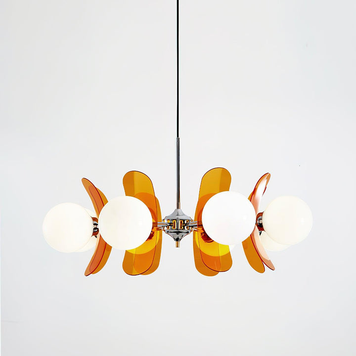 Contemporary petal design chandelier for an elegant bedroom.