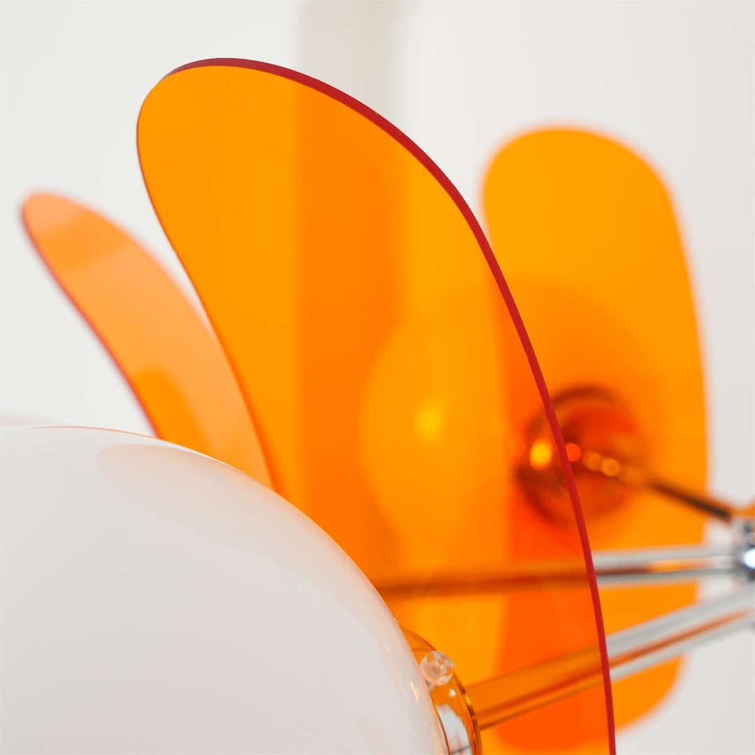 Decorative Hawii petal ceiling lamp, adding warmth to bedrooms.