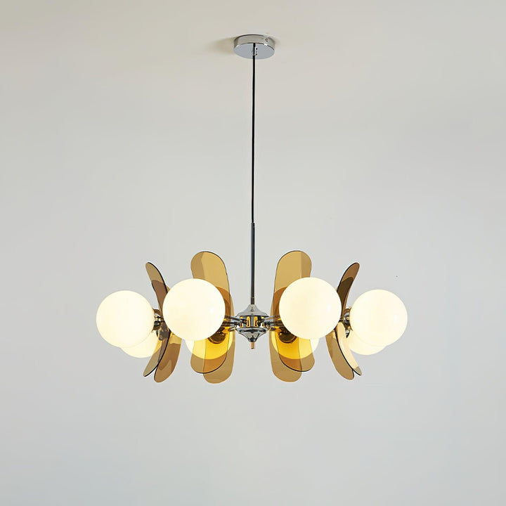 Contemporary petal chandelier, a modern lighting solution.