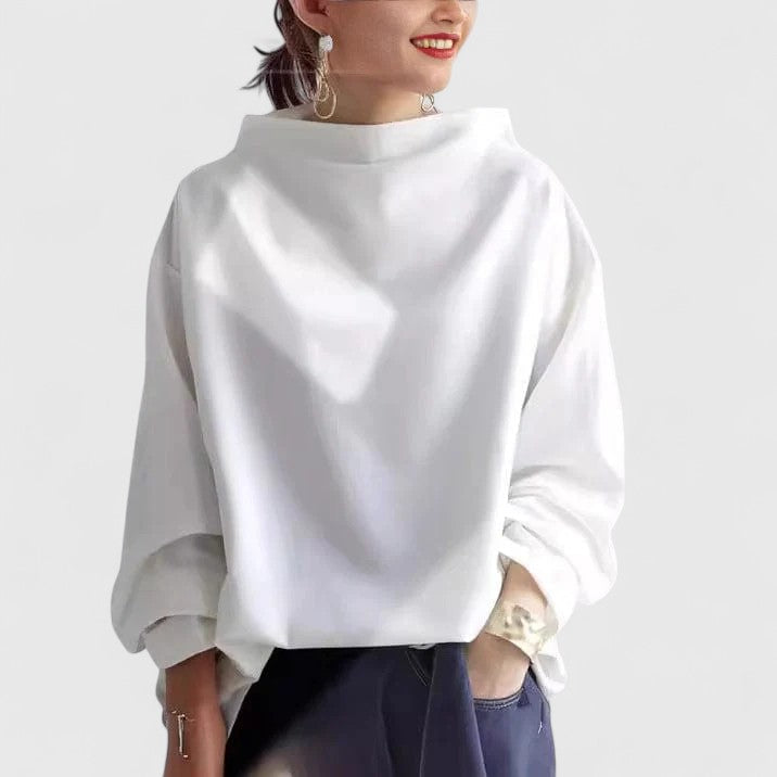 Elegant high neck women's top, chic & versatile for sophisticated ladies fashion. Perfect long sleeve everyday wear.