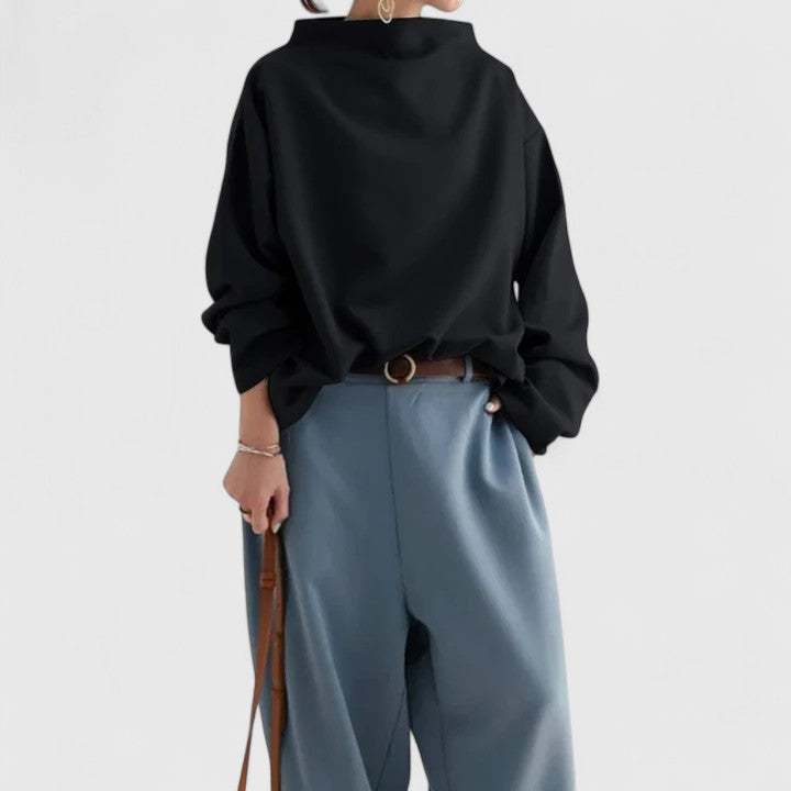 Sophisticated high neck long sleeve top for women, an elegant & versatile piece for any occasion or style.