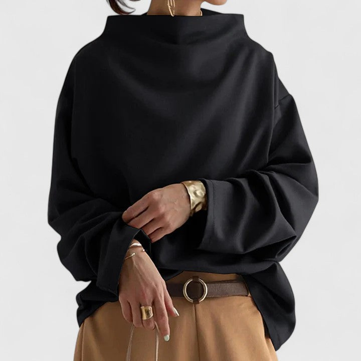 Classic ladies high neck top, a versatile long sleeve design for chic and elegant everyday fashion.