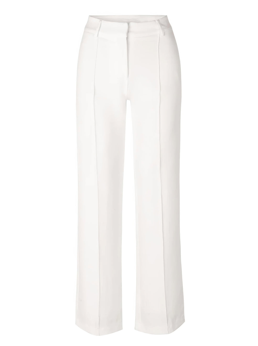 Pristine white high-waisted wide-leg trousers for women, an elegant choice for any occasion.