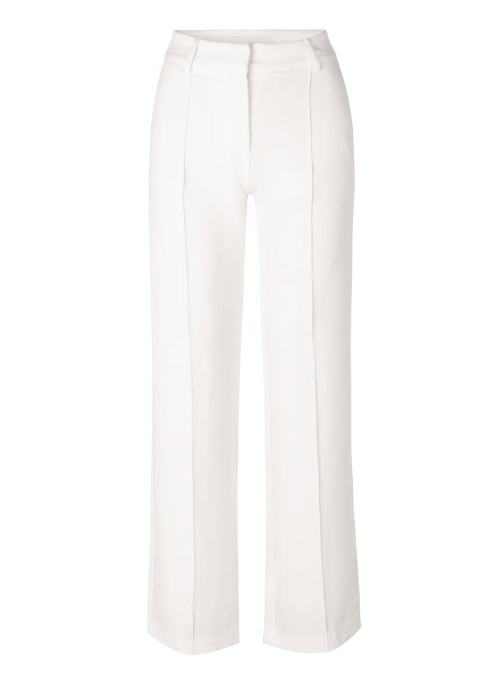 Pristine white high-waisted wide-leg trousers for women, an elegant choice for any occasion.