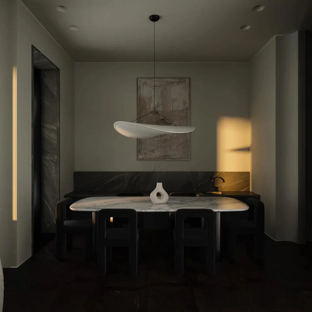 Stunning silk lamp: Japanese wave design chandelier, handmade for a sophisticated and modern ceiling light fixture.