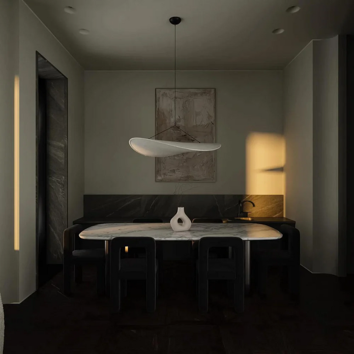 Stunning silk lamp: Japanese wave design chandelier, handmade for a sophisticated and modern ceiling light fixture.