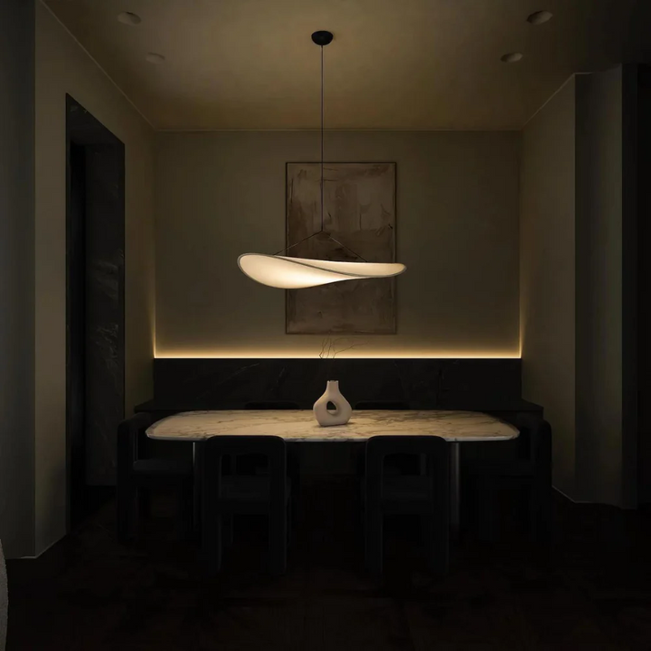 Japanese inspired elegant silk chandelier, handcrafted wave design ceiling lamp perfect for modern home decor.