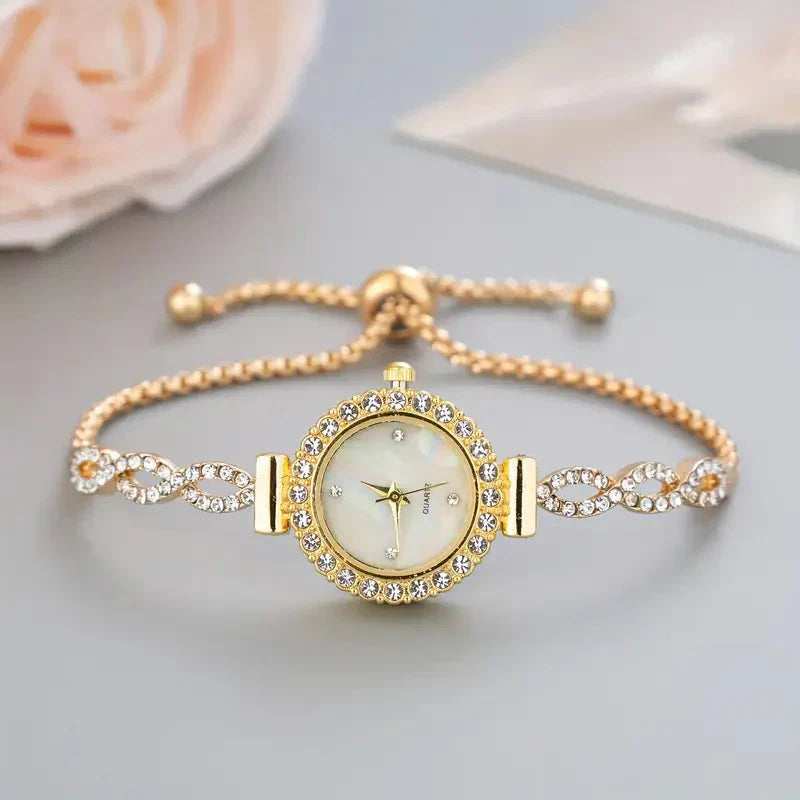 Luxury women's crystal bracelet watch, timeless design with adjustable strap. An elegant statement piece.