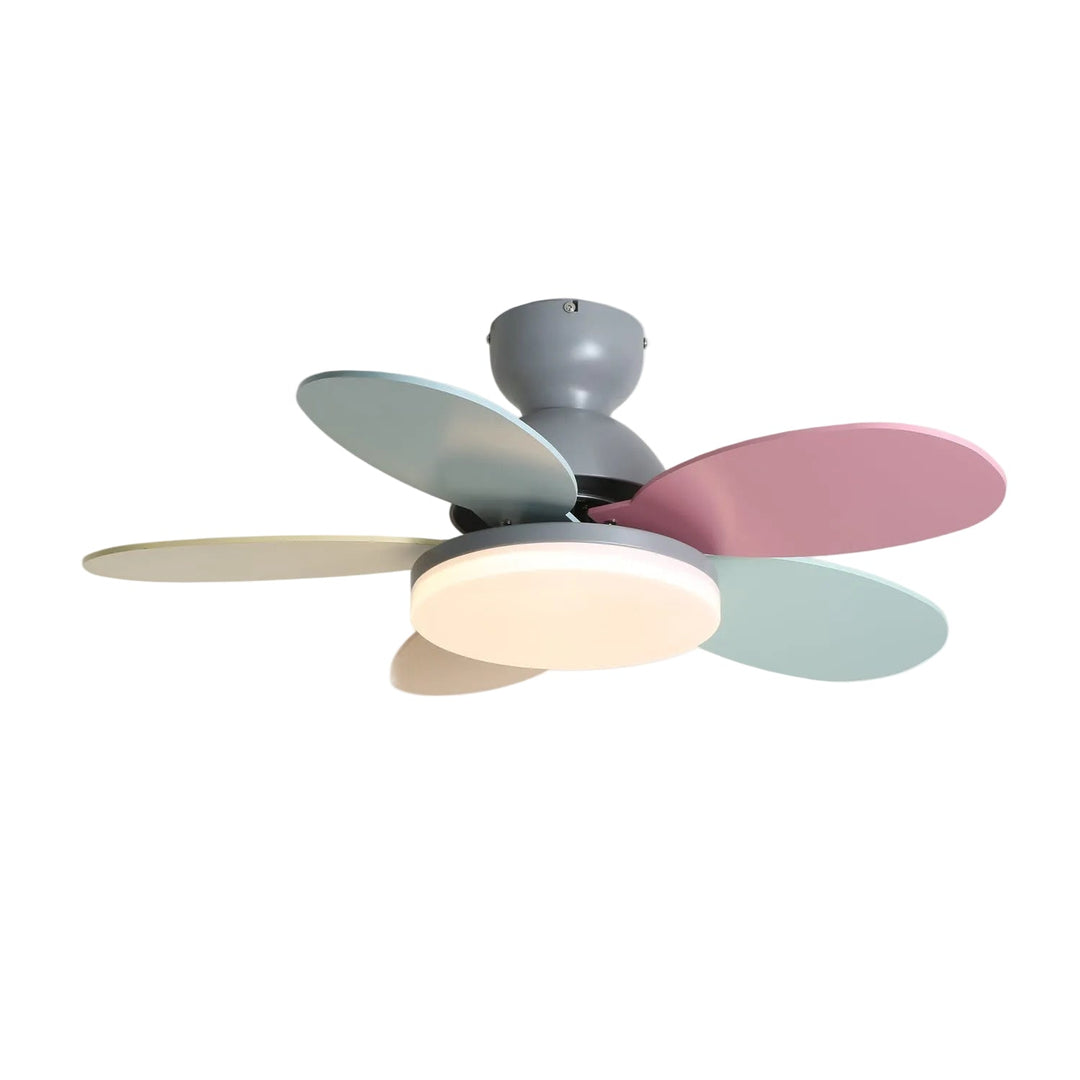 Stylish LED ceiling fan light, energy-efficient, warm dimmable light, perfect for bedrooms.