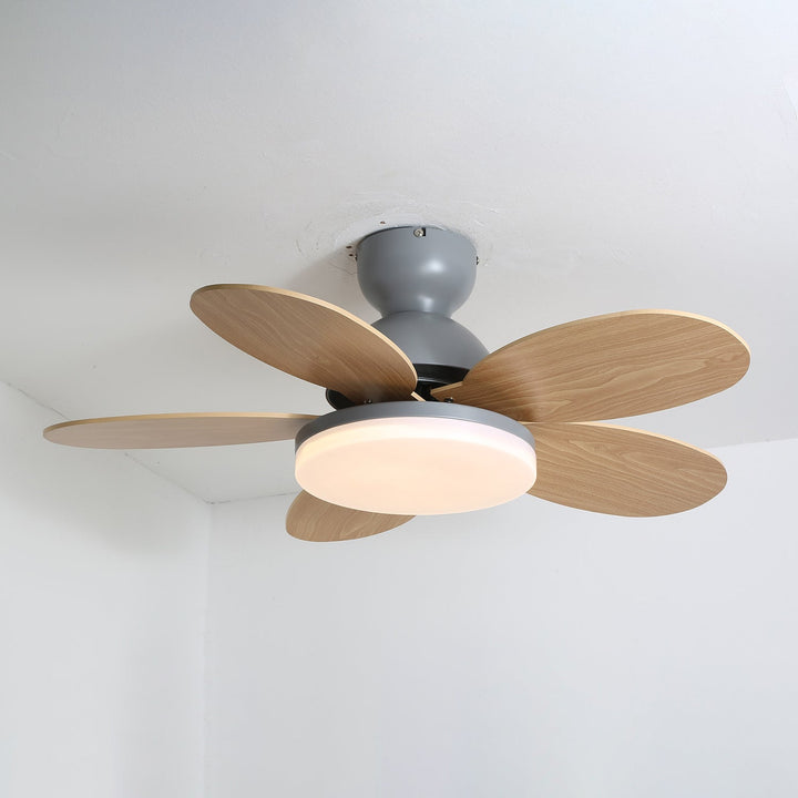 Indoor lighting solution: modern LED ceiling fan, remote, quiet, stylish wood blades.