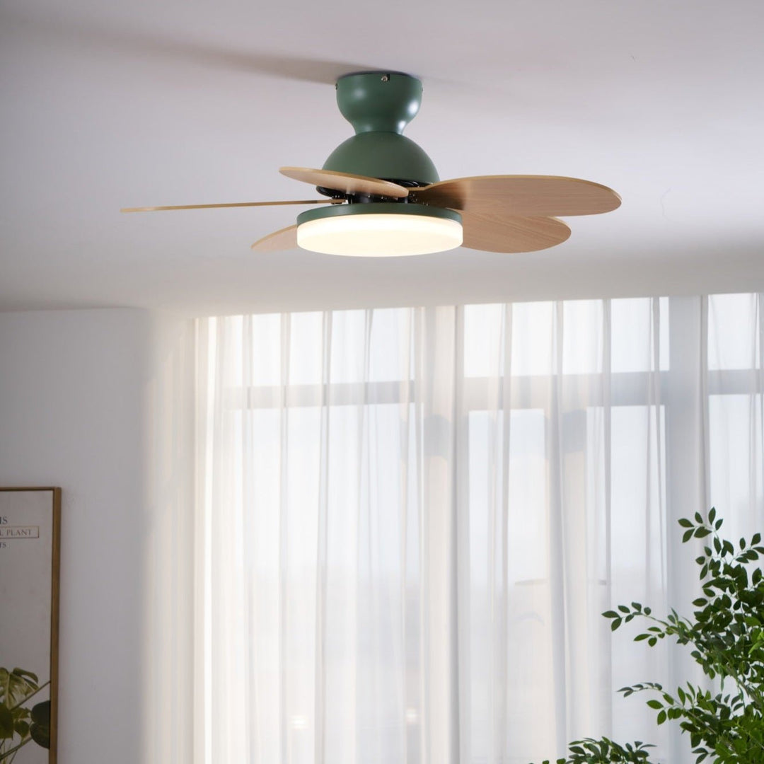Quiet LED ceiling fan for living rooms, remote control, energy efficient, stylish modern.