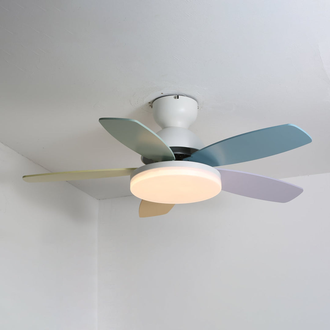 Elegant home decor LED fan, energy-saving, warm light, quiet motor, with remote.