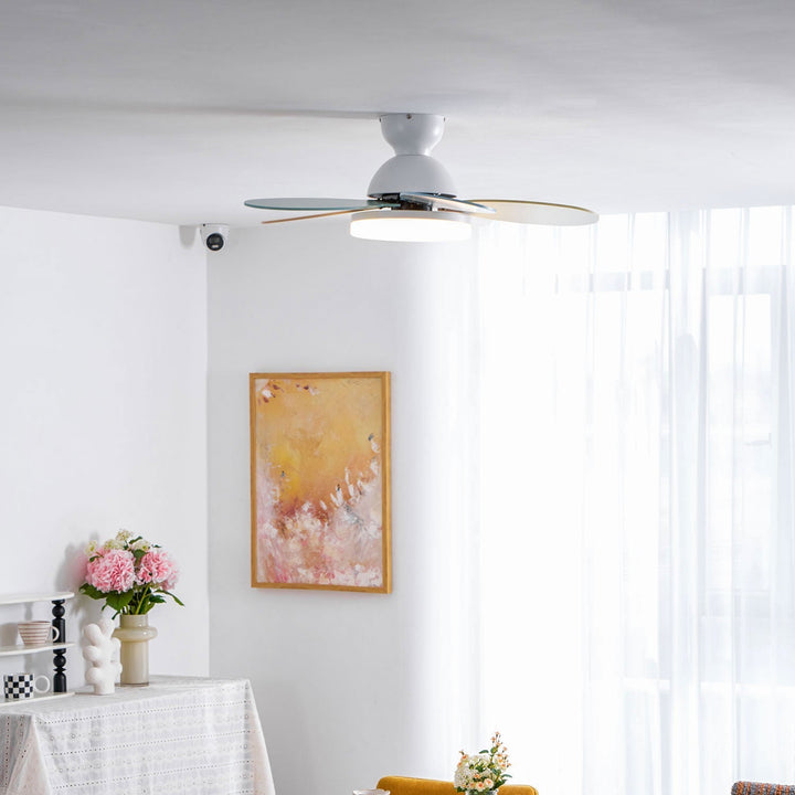 Sleek LED fan light, modern, quiet operation, remote control, ideal for chic interiors.