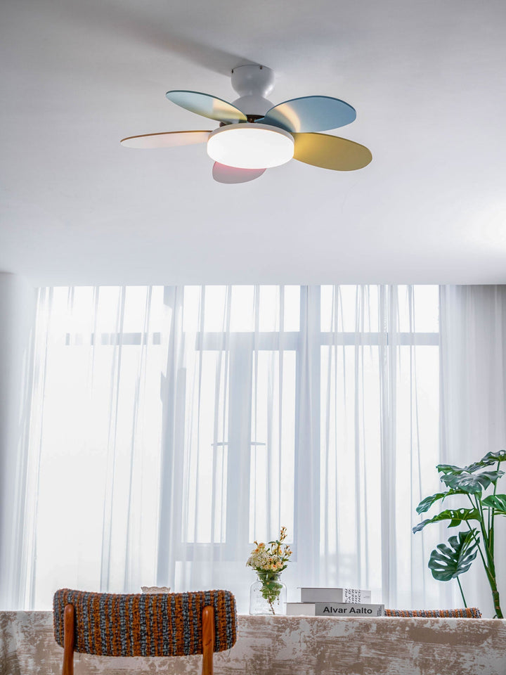 Quiet LED ceiling fan for children's rooms, remote, energy efficient, stylish modern.