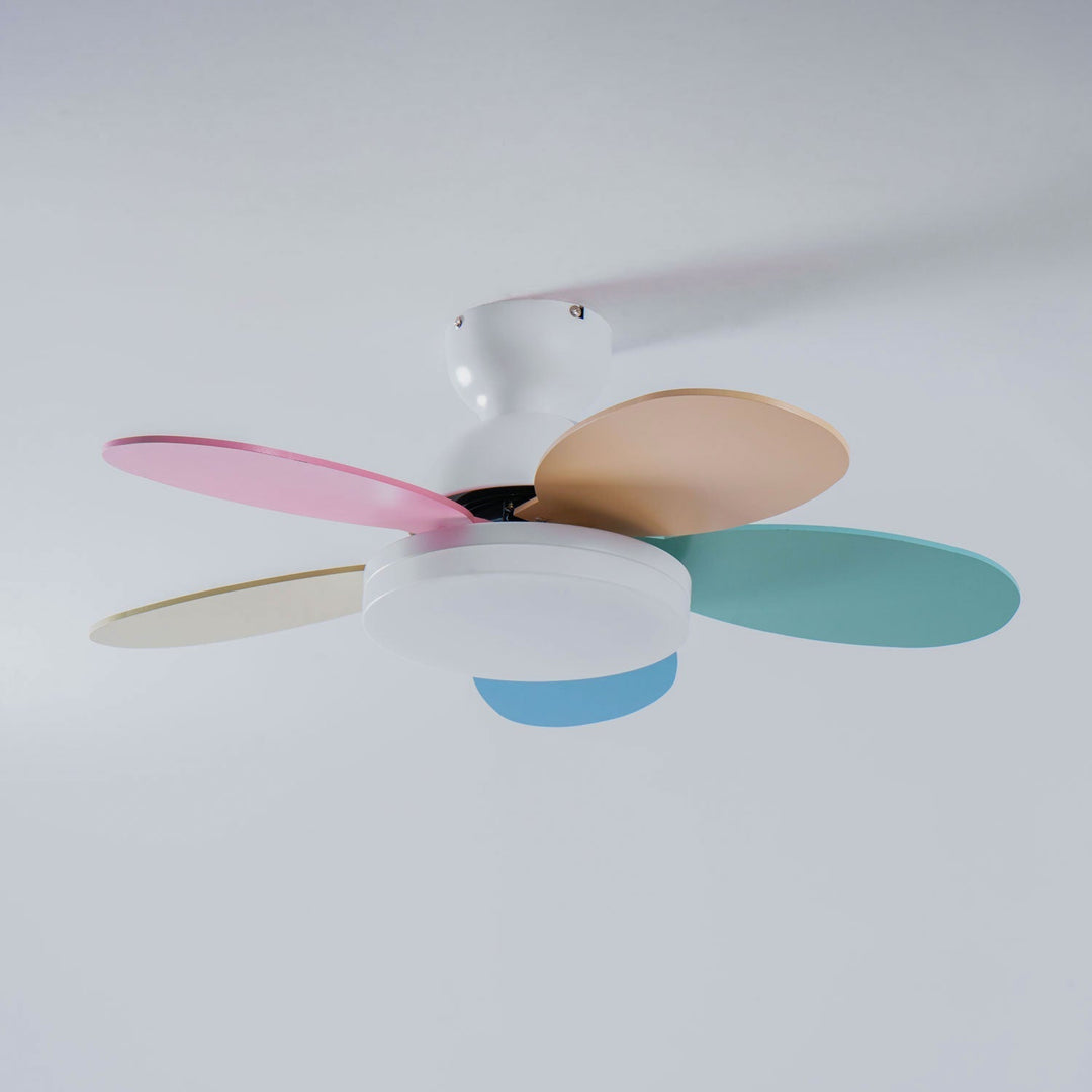 Indoor lighting modern LED ceiling fan, remote, quiet, stylish wood-tone blades.