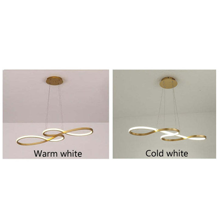 Modern LED pendant light, musical notes design, unique & elegant home lighting.