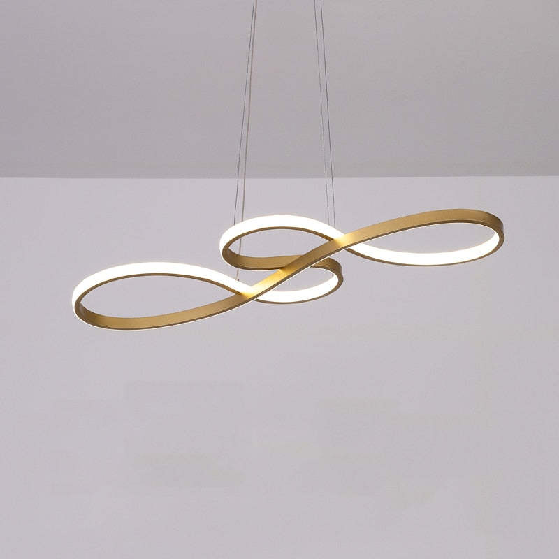 Artistic LED pendant lamp, musical notes ceiling fixture, stylish home addition.