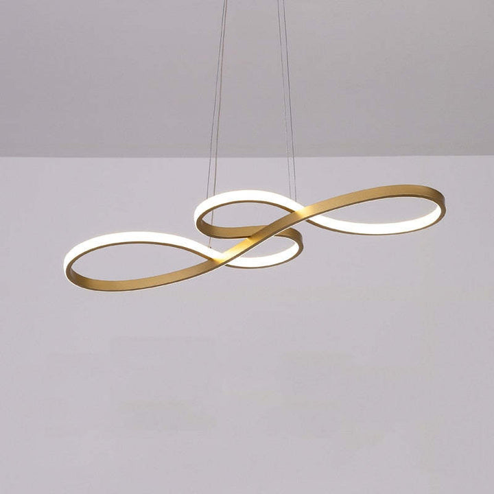 Artistic LED pendant lamp, musical notes ceiling fixture, stylish home addition.
