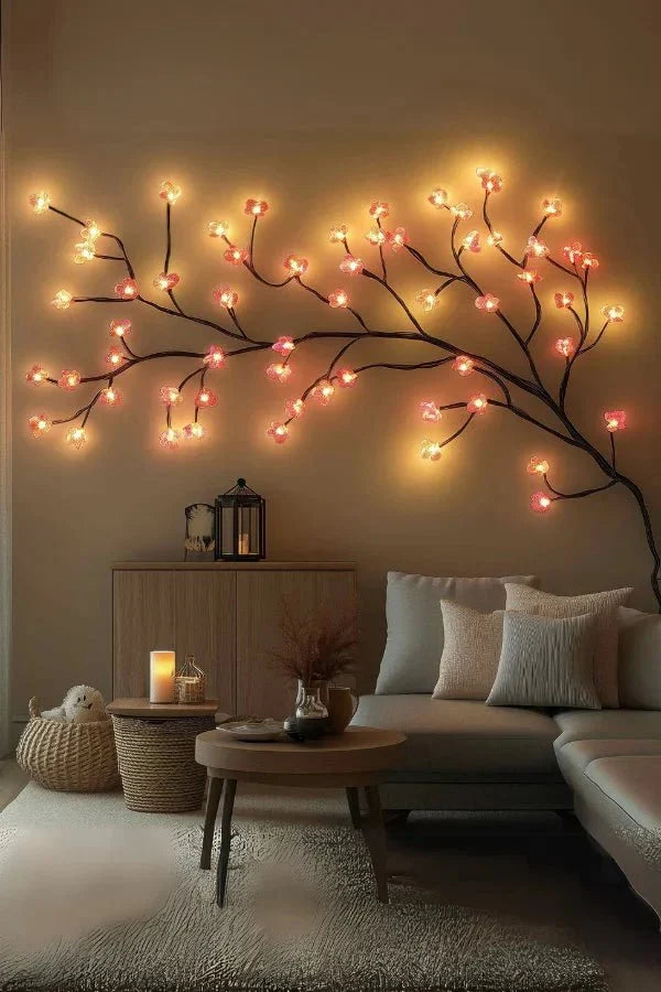 Modern LED branch wall decor, nature-inspired illuminated art. Enhances any room with stylish, ambient lighting.