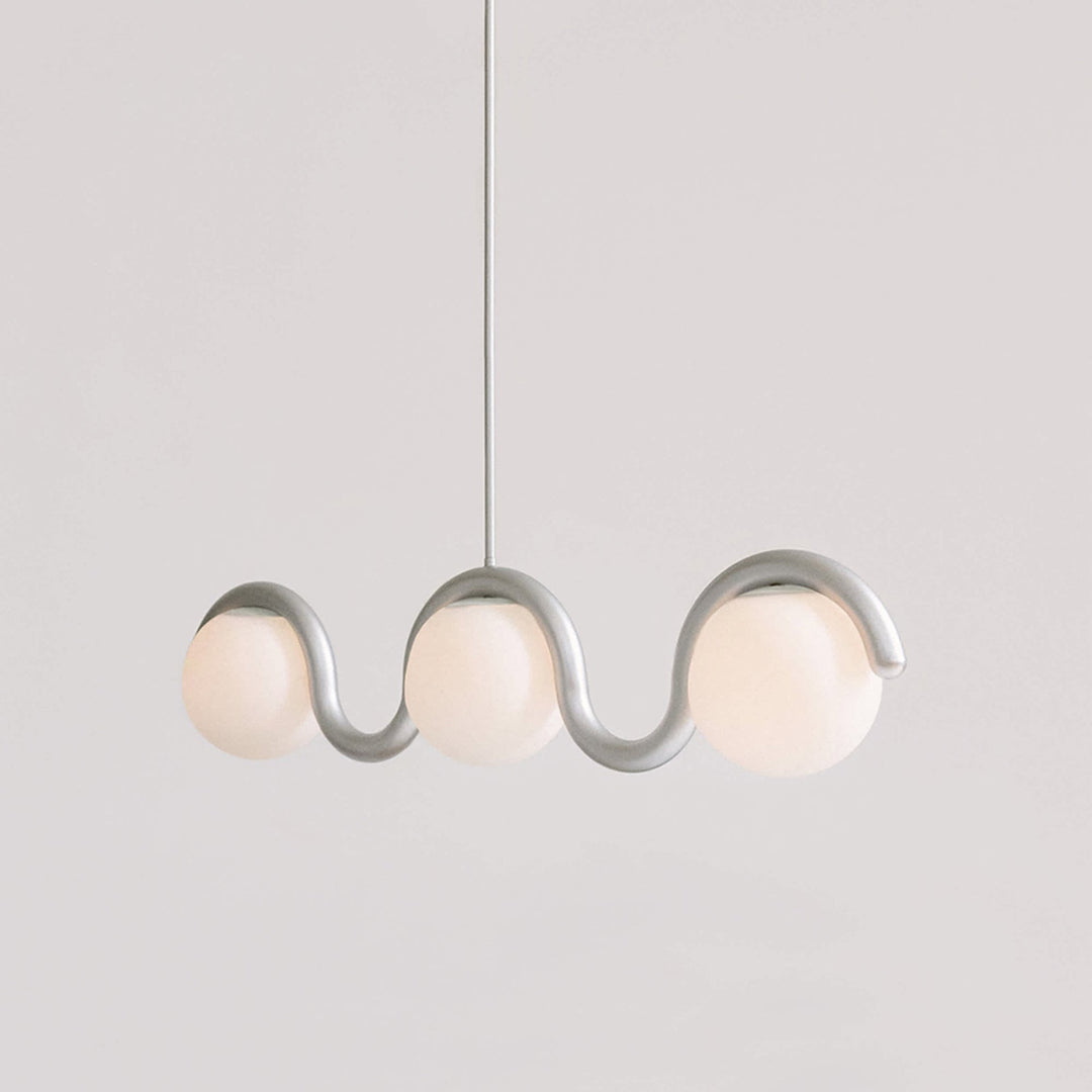 Contemporary linear pendant, sophisticated design for living rooms, glass & metal.