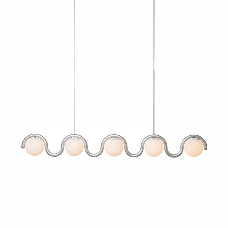 Stylish linear pendant, contemporary glass & metal chandelier for elegant home spaces.