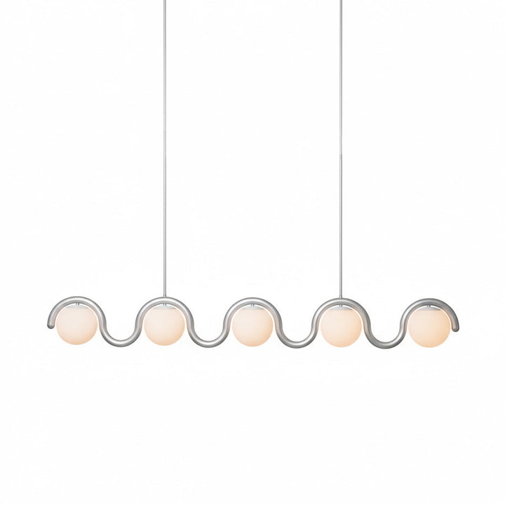 Stylish linear pendant, contemporary glass & metal chandelier for elegant home spaces.
