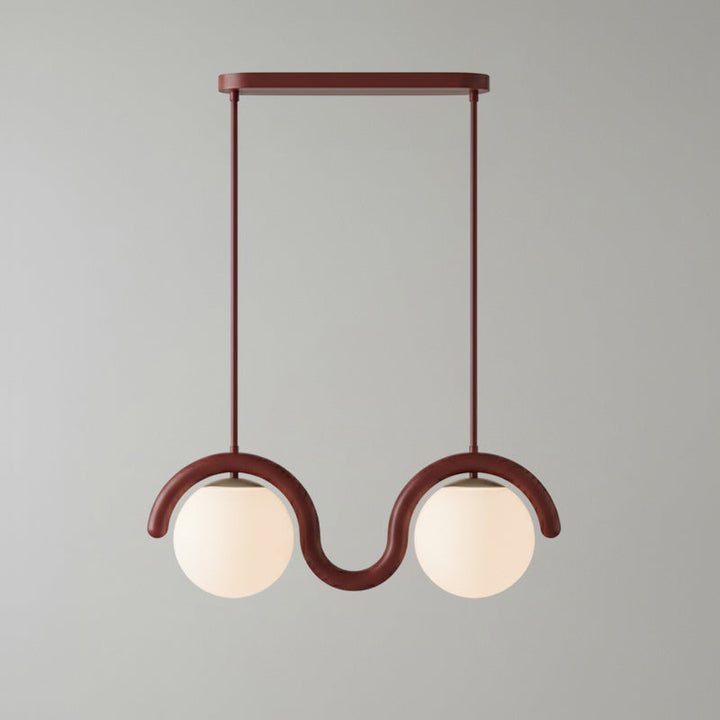 Sleek modern linear pendant, glass & metal ceiling light for living room.