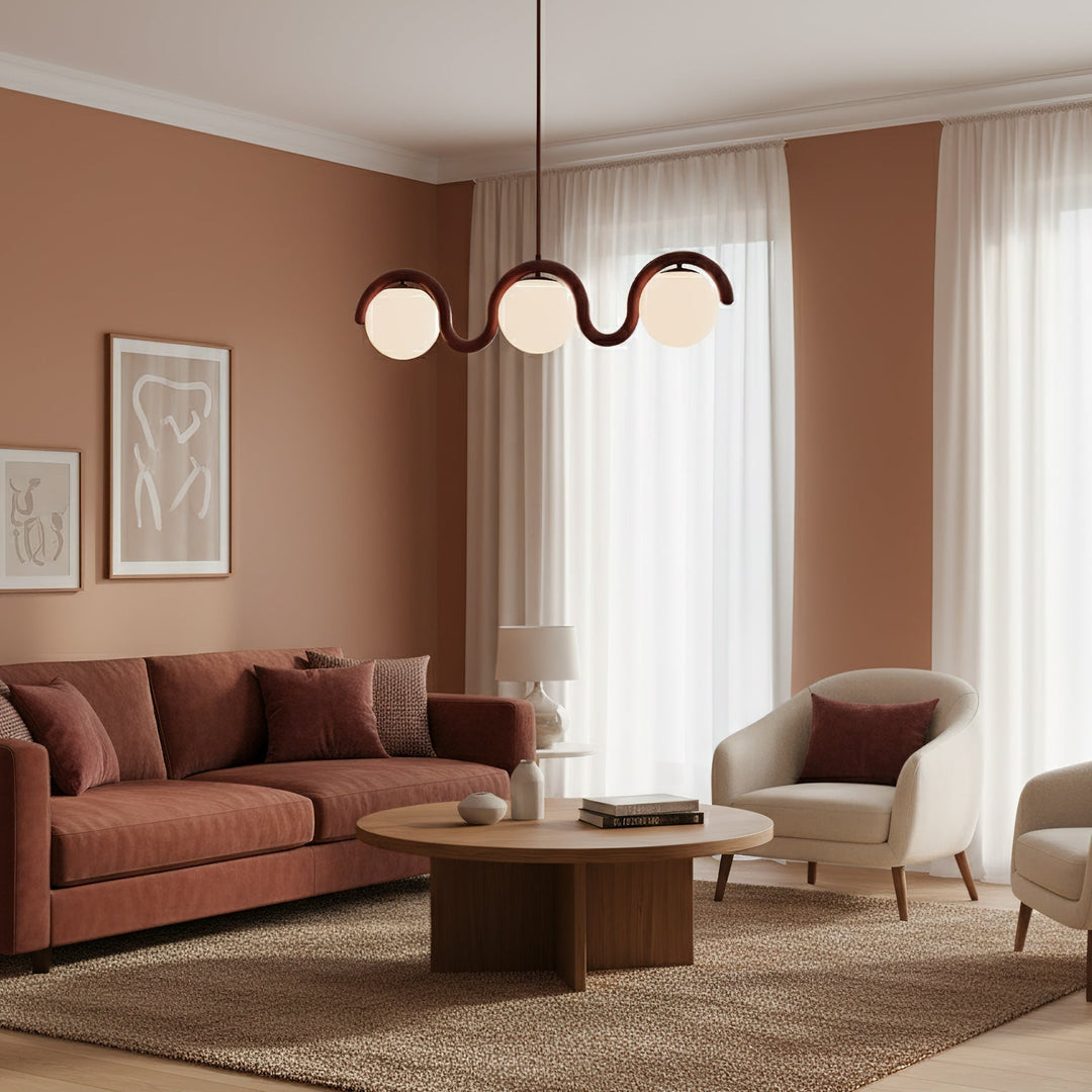 Elegant adjustable linear ceiling light, glass & metal for living room.