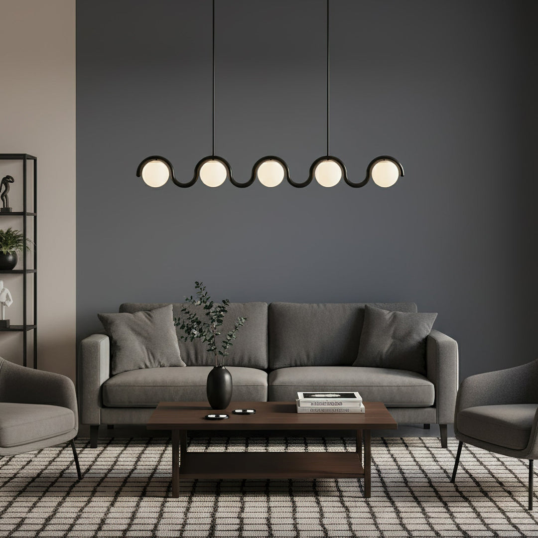 Stylish linear light, glass & metal for modern living space.