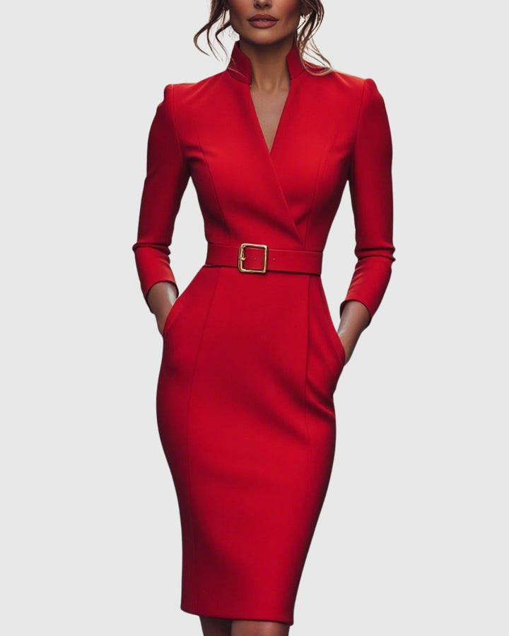 Women's elegant long sleeve bodycon midi cocktail dress. Stylish & sophisticated for evening & party.