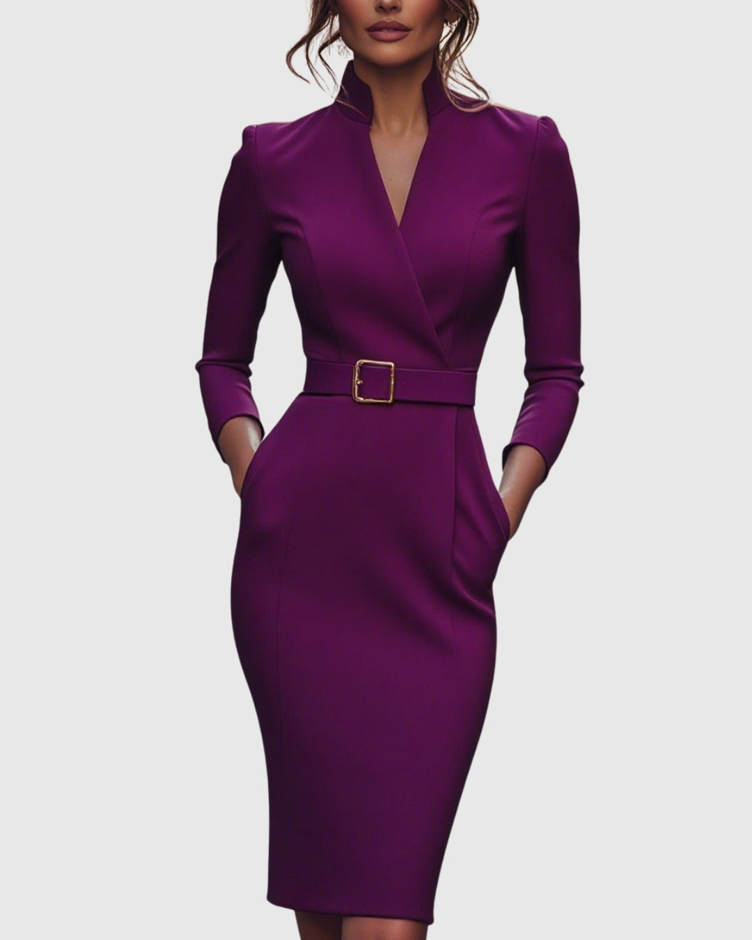 Elegant long sleeve bodycon midi dress. Perfect women's fashion for cocktail parties & date night.