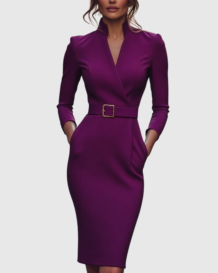 Elegant long sleeve bodycon midi dress. Perfect women's fashion for cocktail parties & date night.
