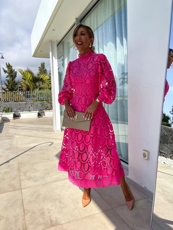 Elegant women's long sleeve flowy dress, perfect evening wear for sophisticated parties and formal celebrations.