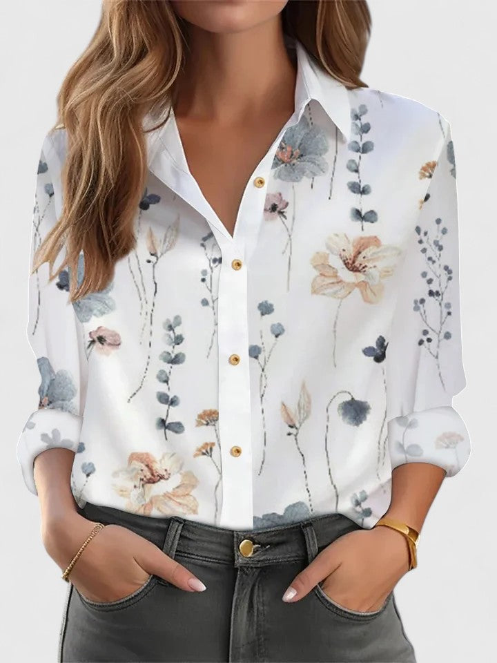 Versatile women's elegant blouse, featuring a comfortable loose fit & long sleeves for stylish wear.