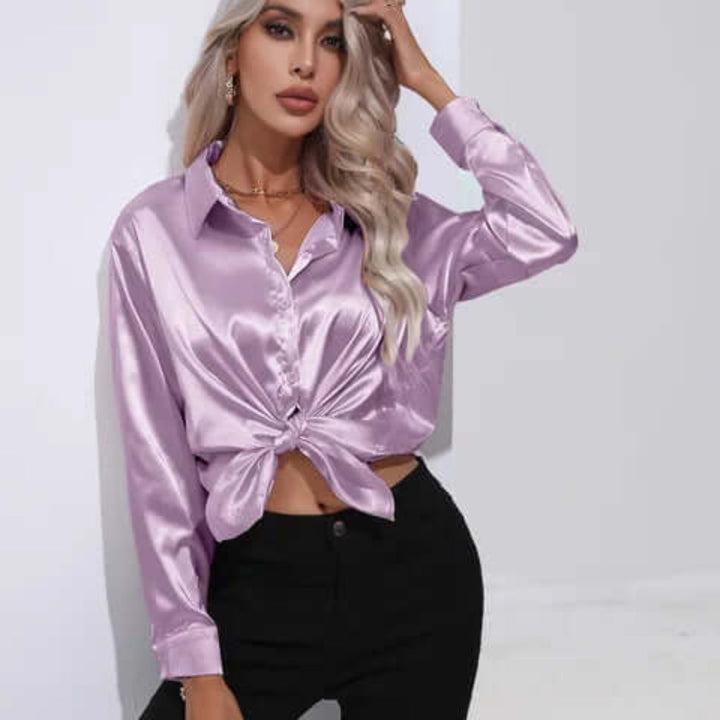 Elegant loose fit long sleeve blouse for women's fashion. Chic, versatile top for casual & formal.
