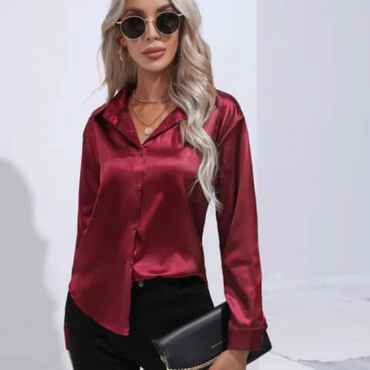 Beautiful women's elegant loose fit long sleeve blouse. A versatile top for any fashion style.