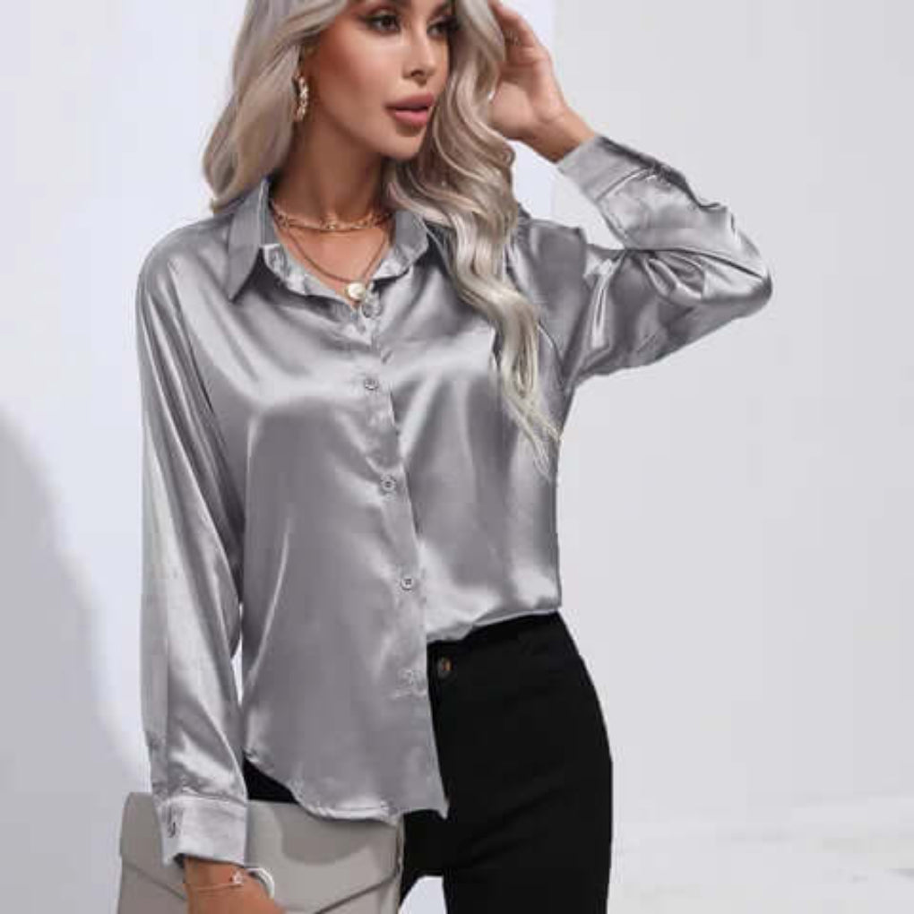 Versatile women's long sleeve blouse, perfect for workwear, casual, or elegant formal occasions.