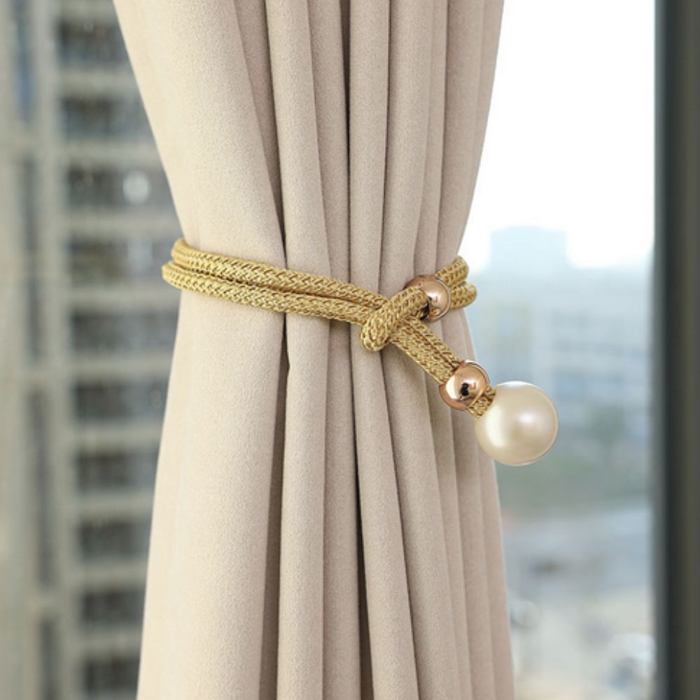 Decorative magnetic pearl tiebacks, perfect living room or bedroom accessory for stylish curtains.