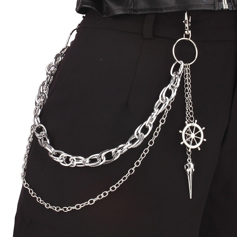Unisex elegant maritime keychain with steering wheel charm, a unique and stylish gift for nautical fans.