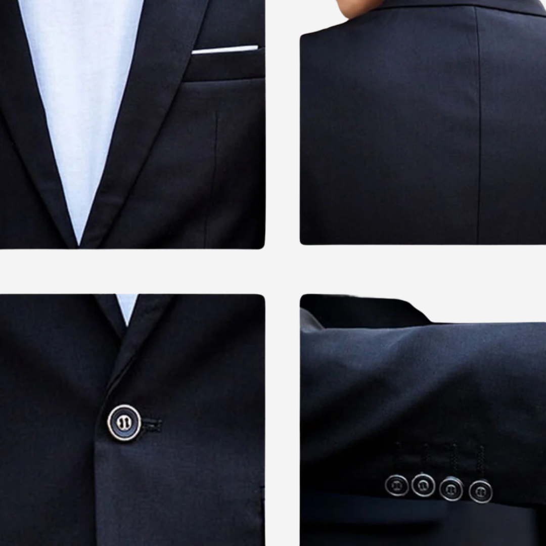 Elegant men's black slim fit 2-piece suit, perfect for formal events, business meetings, or wedding attire.